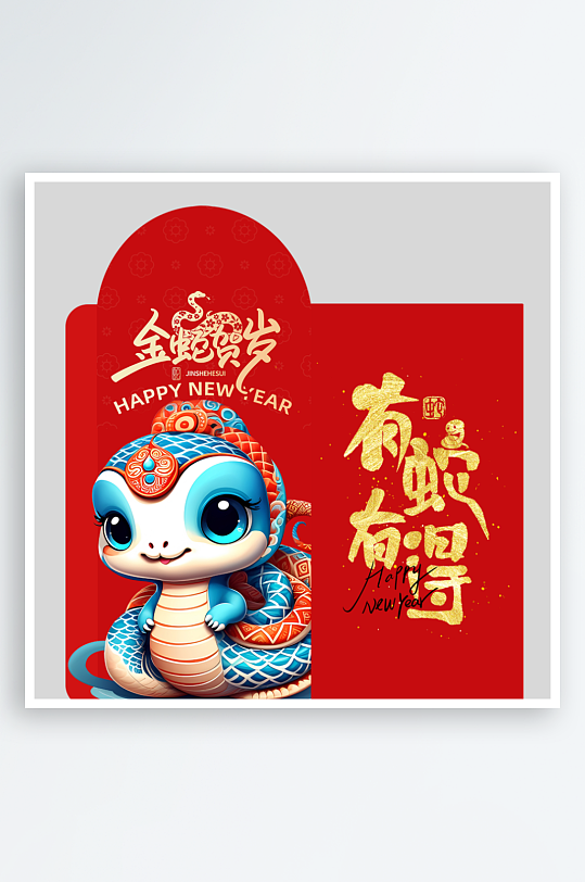 新年快乐蛇年红包封面封底设计模板-众图网