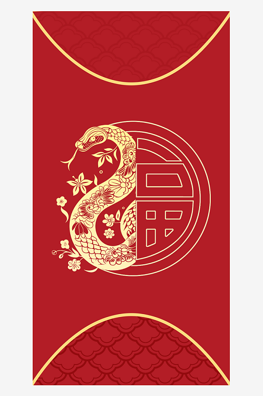新年快乐蛇年红包封面封底设计模板-众图网