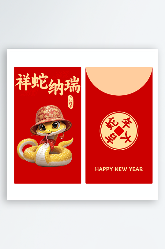 蛇年红包封面封底设计模板-众图网