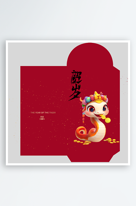 新年快乐蛇年红包封面封底设计模板-众图网