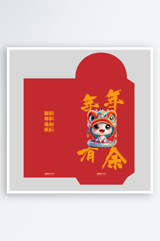 新年快乐蛇年红包封面封底设计模板-众图网