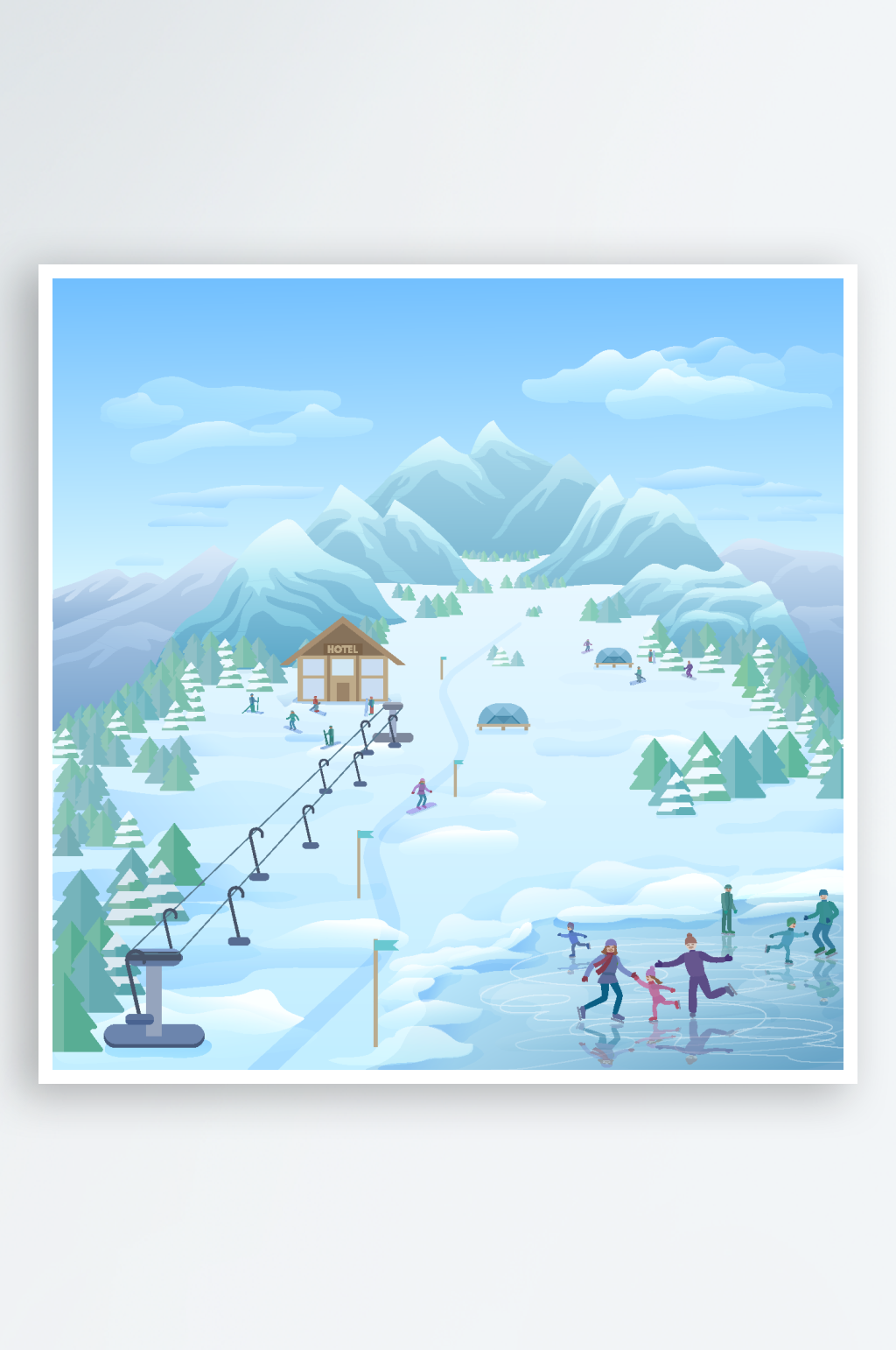 创意唯美冬季雪山景色素材