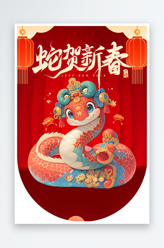 大气创意大气蛇年吊旗元素-众图网
