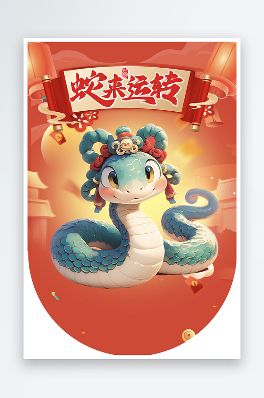 大气创意大气蛇年吊旗元素-众图网