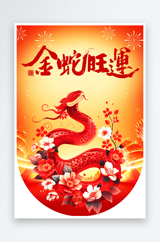 大气大气蛇年吊旗元素-众图网