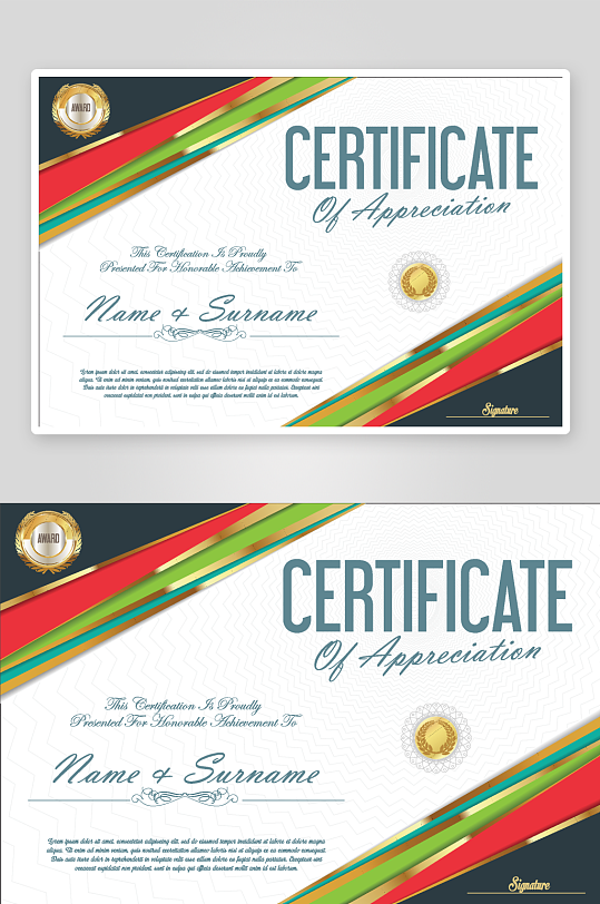 创意矢量证书模板-众图网