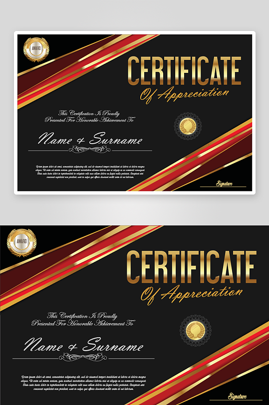 创意矢量证书模板-众图网