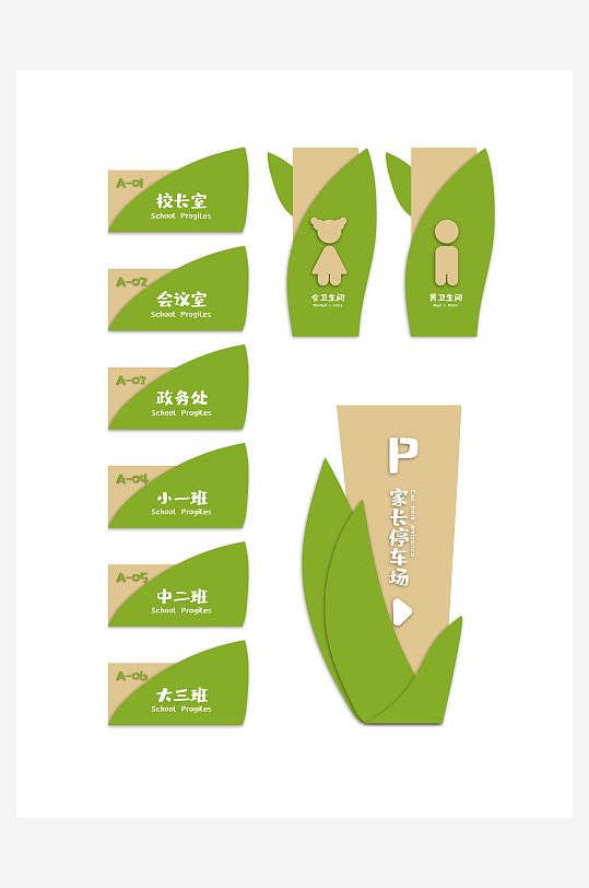 绿叶学校幼儿园VI导视图-众图网