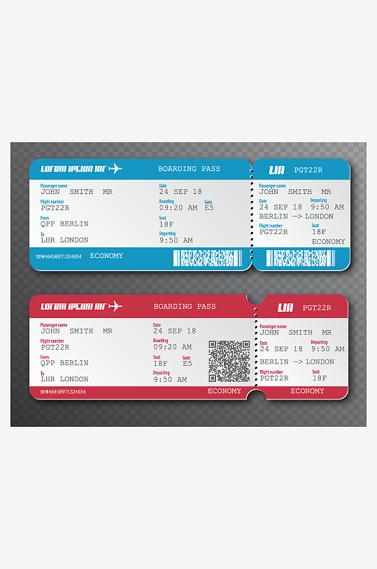 创意矢量机票模板