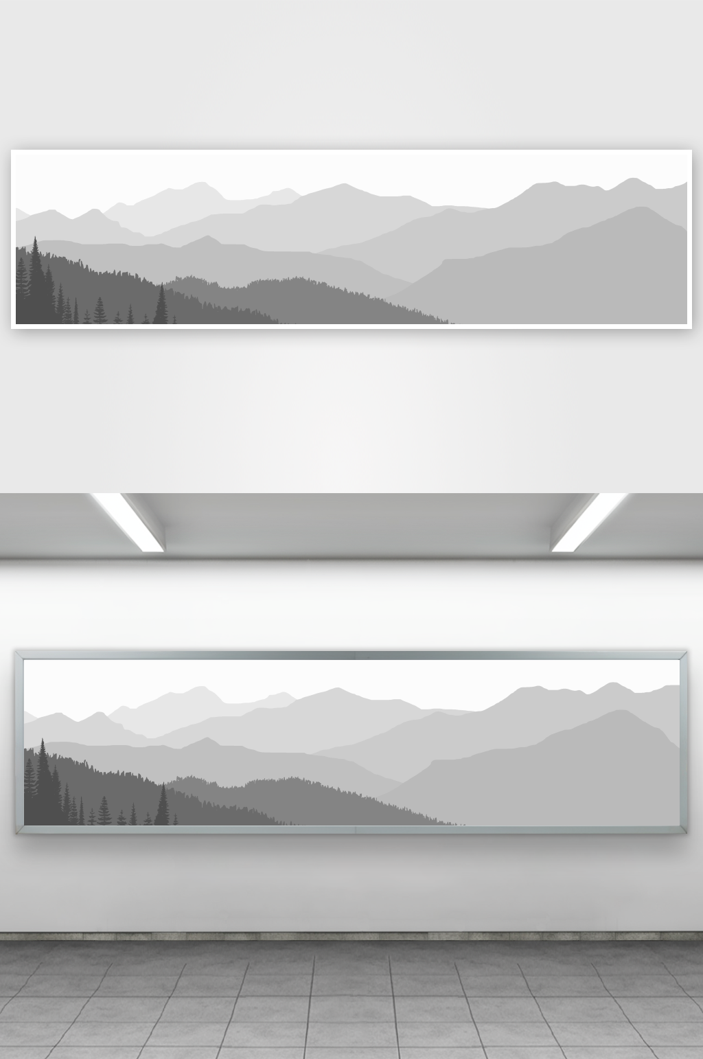 矢量山林山脉风景画背景素材素材