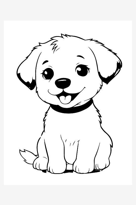 呆萌寵物小狗插畫