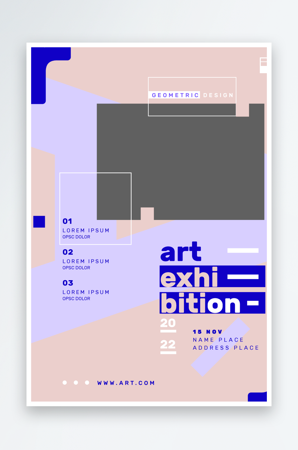 简约暖色几何线框艺术展览海报设计素材