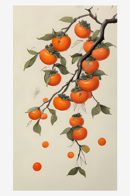 创意柿柿如意装饰画-众图网