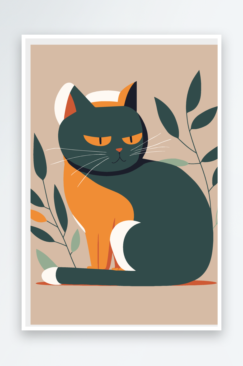 水彩矢量手绘猫插画素材素材