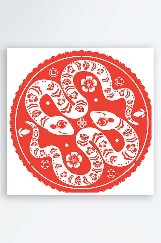 矢量蛇年贴纸窗花免抠素材