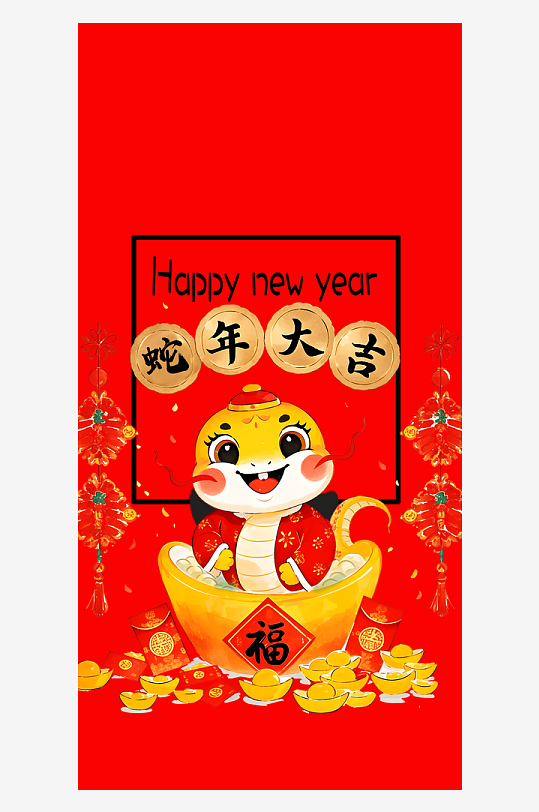 蛇年吉祥新年新春手机壳设计-众图网