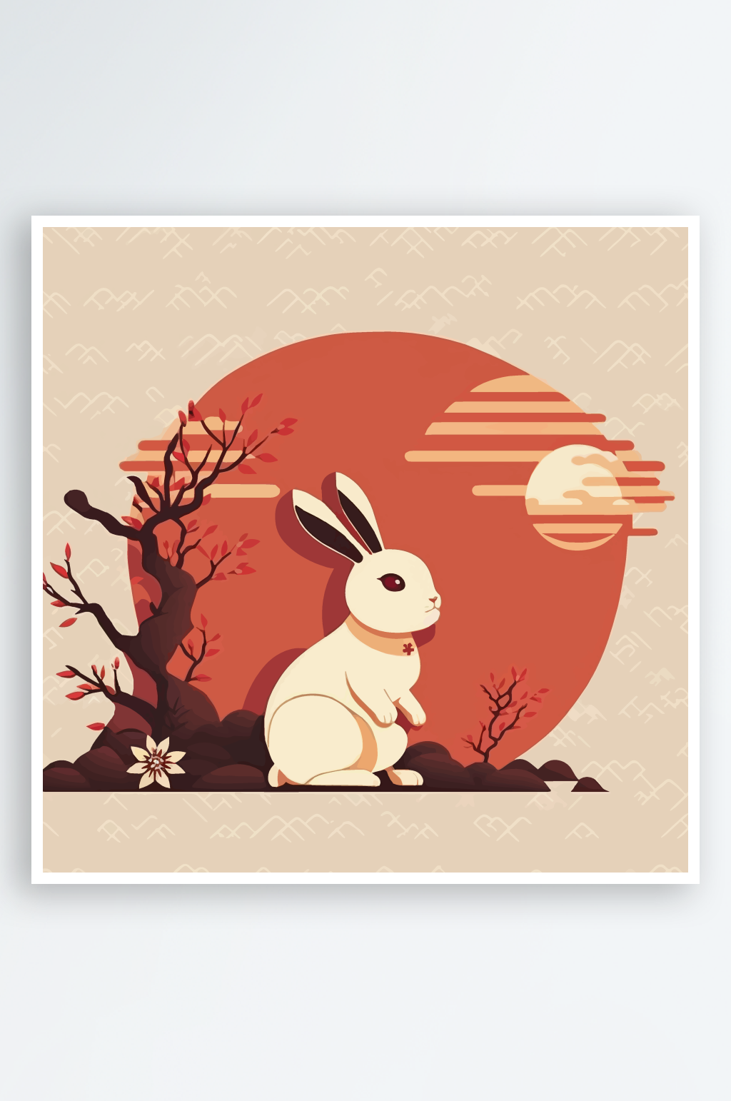 手绘卡通兔子插画模版素材