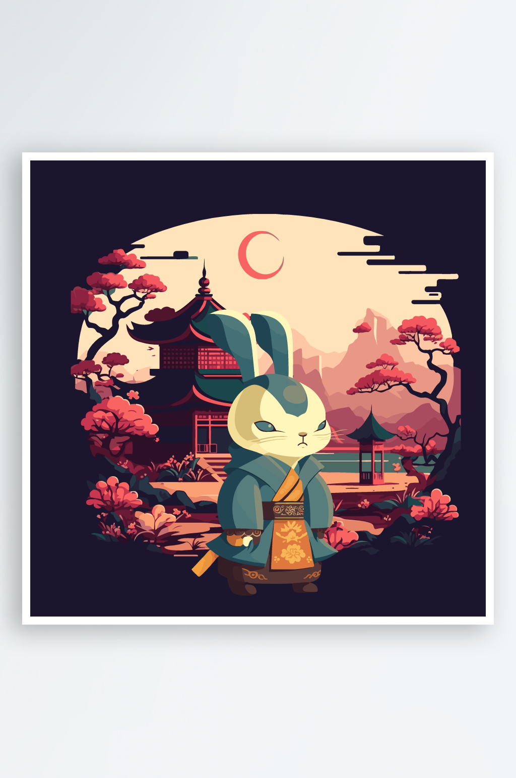 水彩手绘复古卡通兔子插画素材