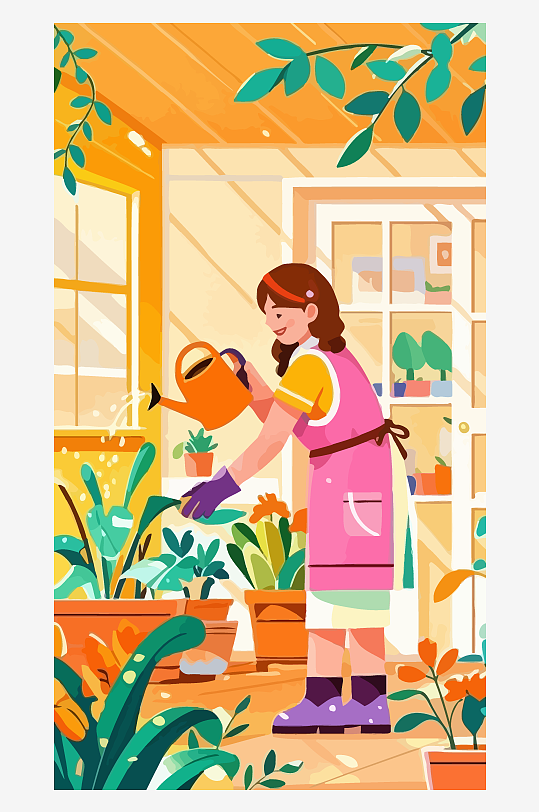 做家务的妈妈矢量插画图形元素