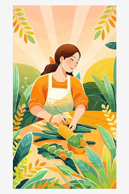 做家务的妈妈矢量插画图形