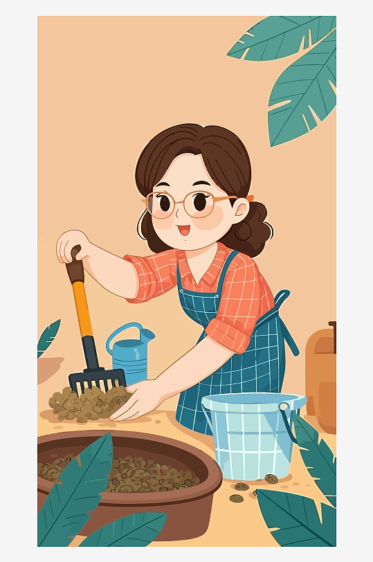 做家务的妈妈矢量插画图形