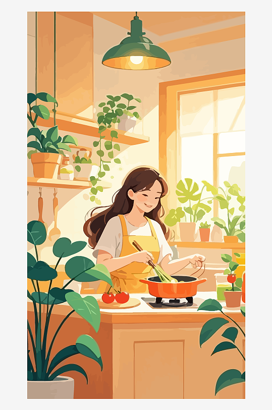 做家务的妈妈矢量插画图形