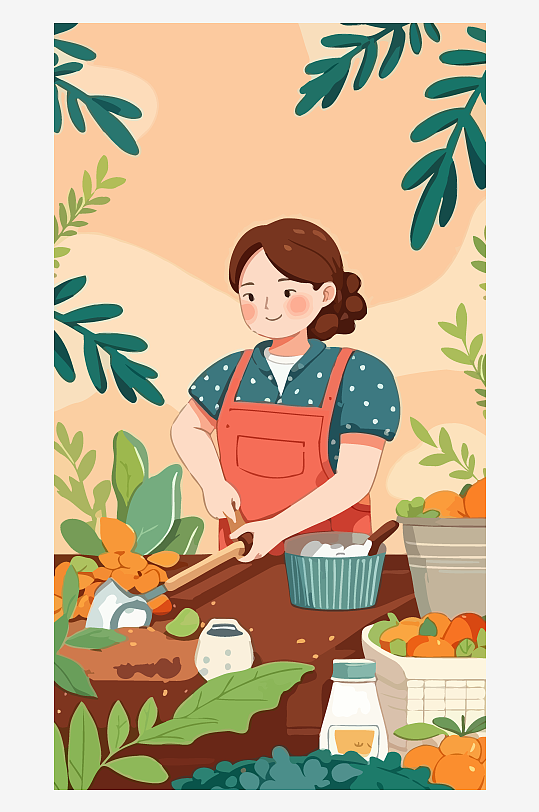 做家务的妈妈矢量插画图形元素