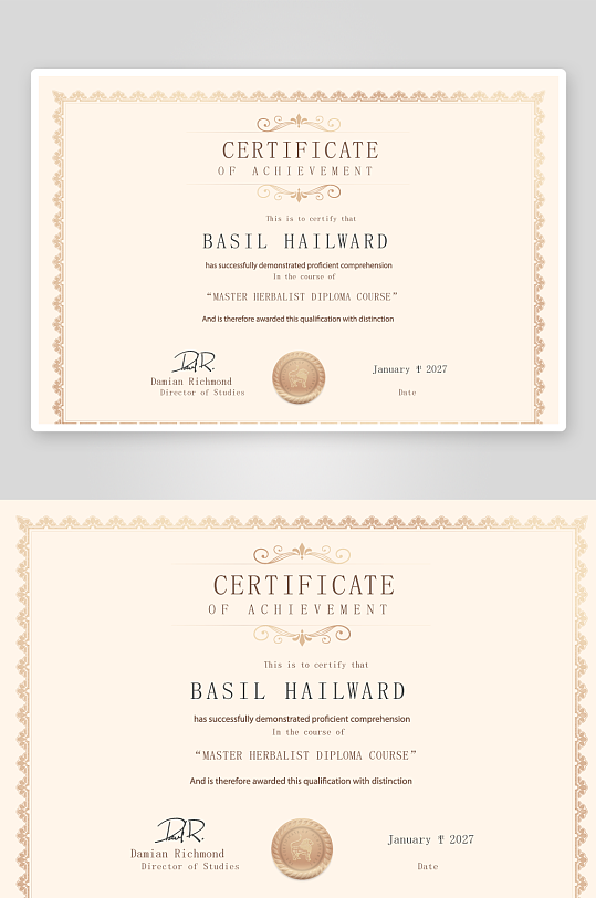 矢量花纹边框欧式证书-众图网