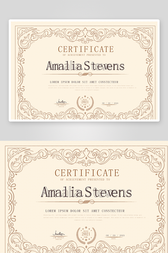 矢量花纹边框欧式证书-众图网