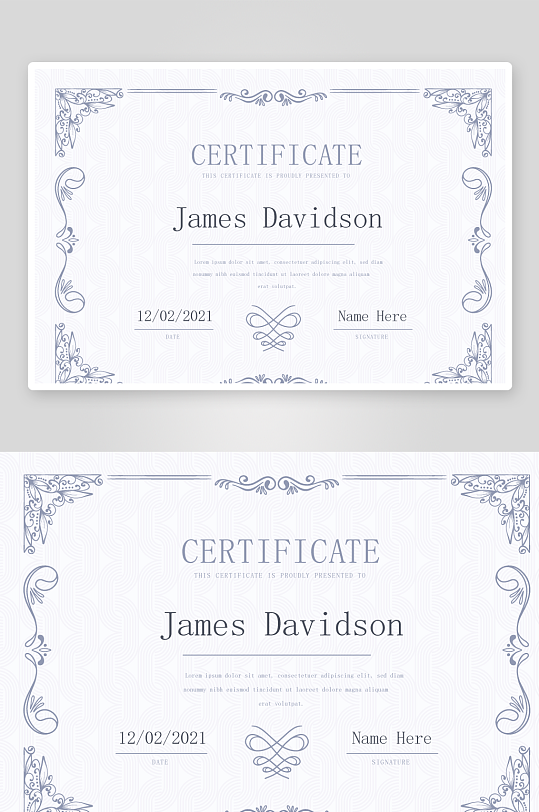 矢量花纹边框欧式证书-众图网