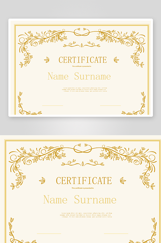 矢量花纹边框欧式证书模板-众图网