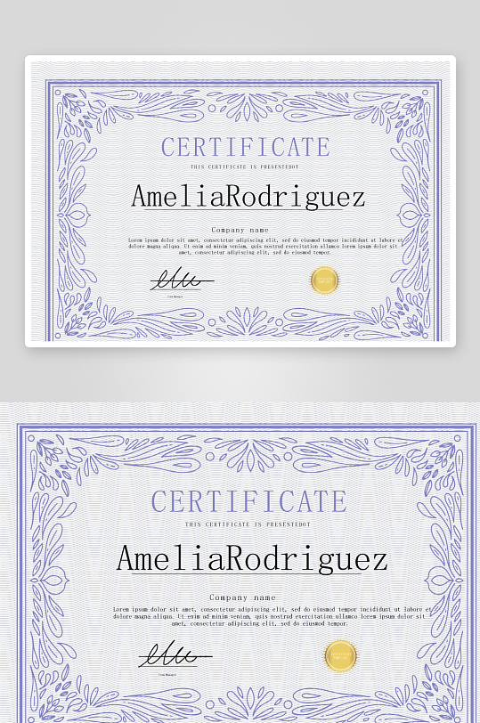 矢量花纹边框欧式证书模板-众图网
