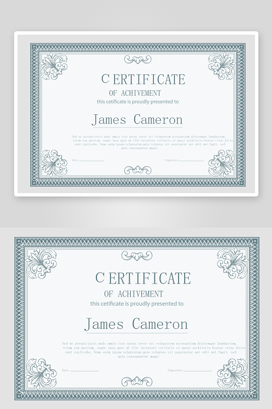 矢量花纹边框欧式证书模板素材-众图网