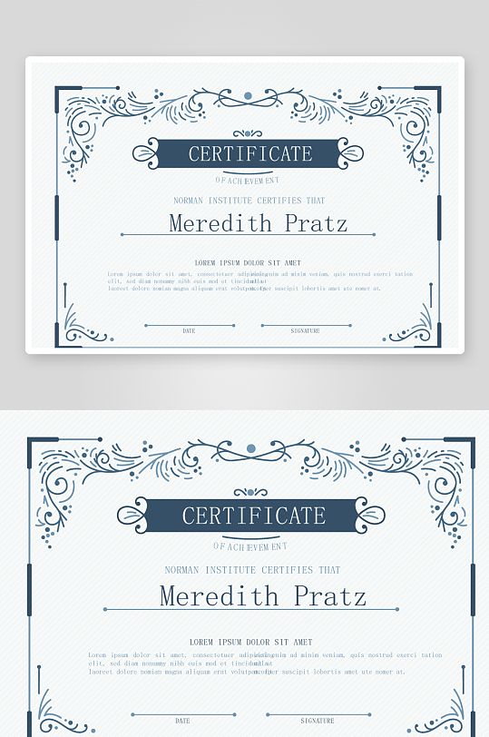 矢量花纹边框欧式证书模板素材-众图网