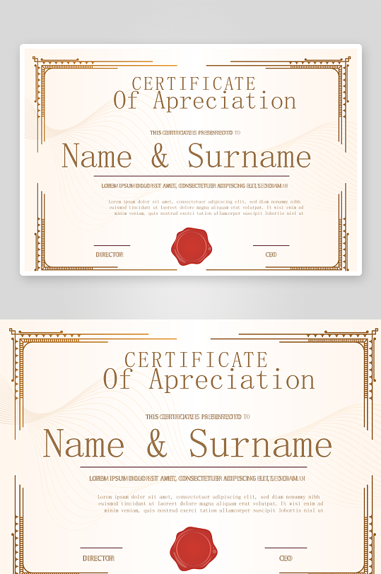 矢量花纹边框欧式证书模板-众图网