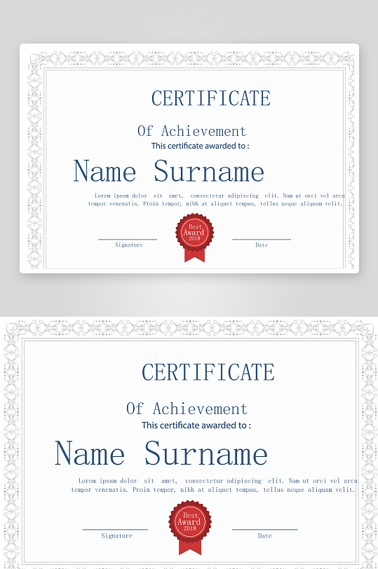 矢量花纹边框欧式证书模板-众图网