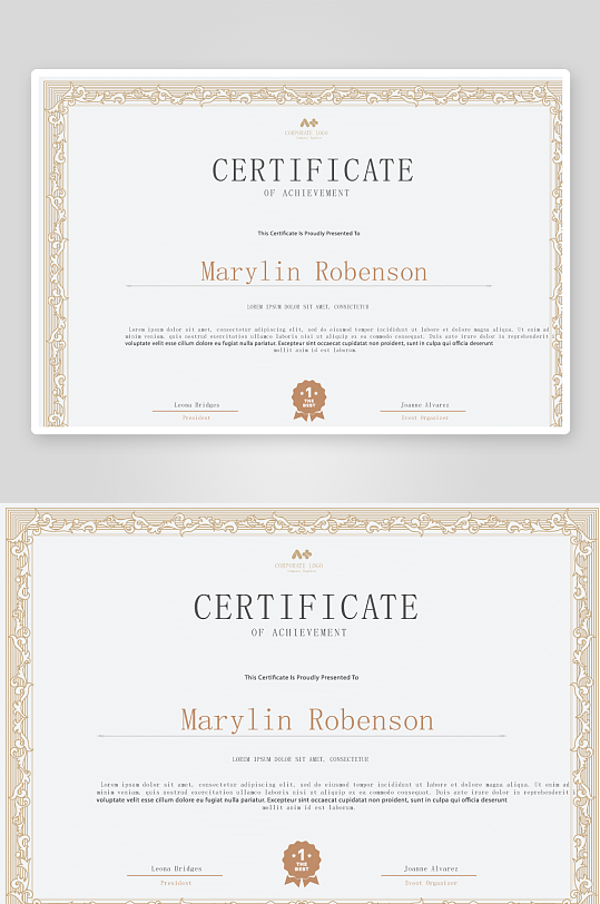 矢量花纹边框欧式证书模板-众图网