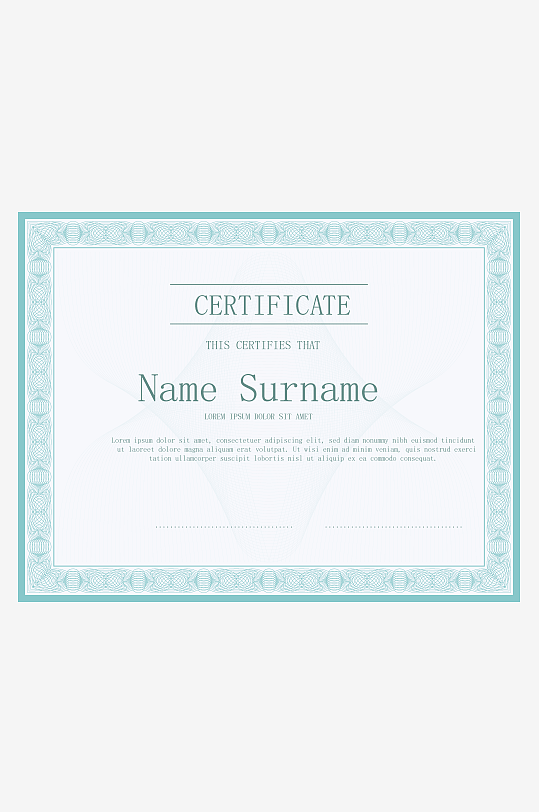矢量花纹边框欧式证书素材-众图网