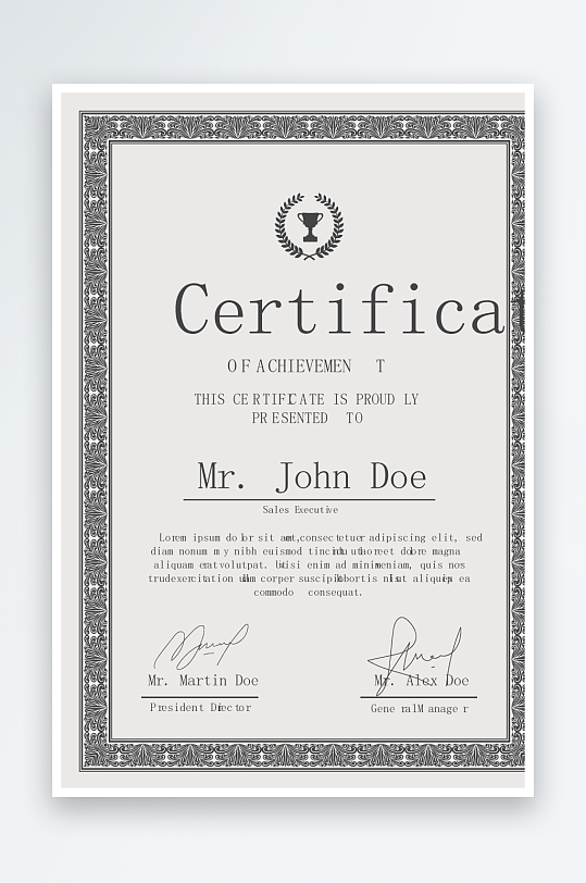 矢量花纹边框欧式证书素材-众图网