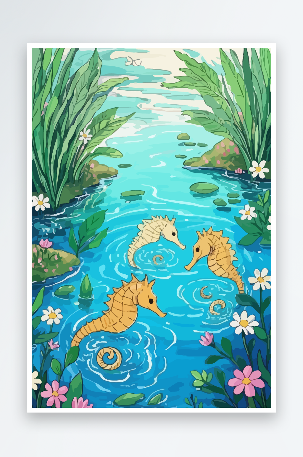 海马矢量图形插画素材