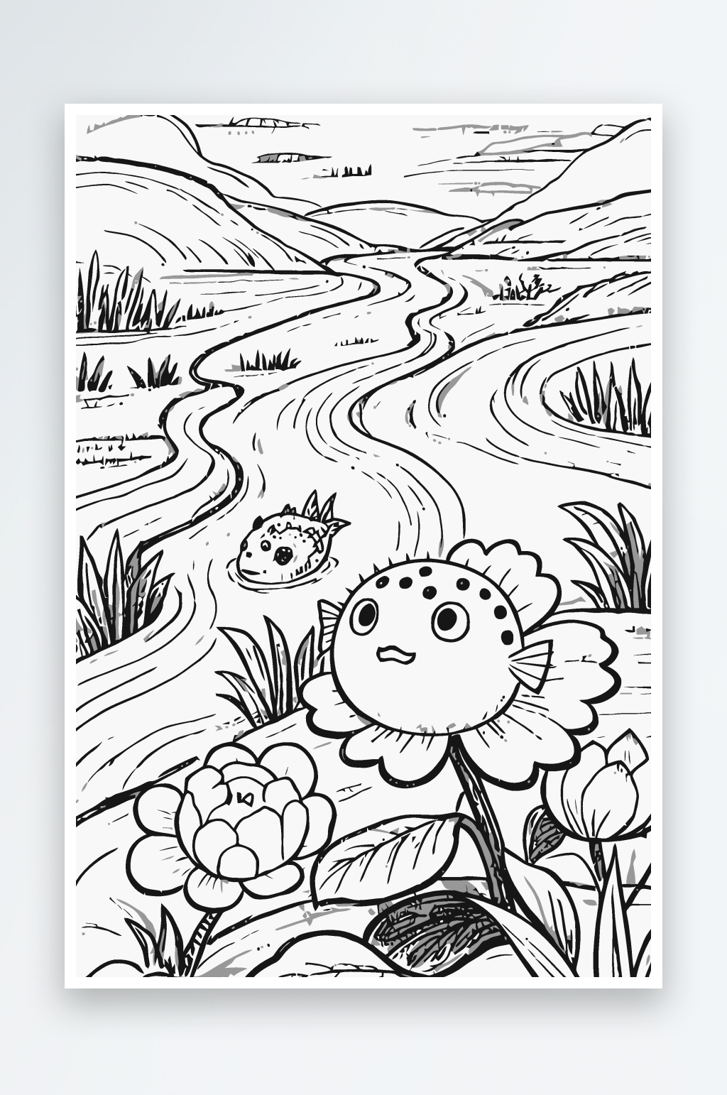 河豚矢量插画图形元素素材