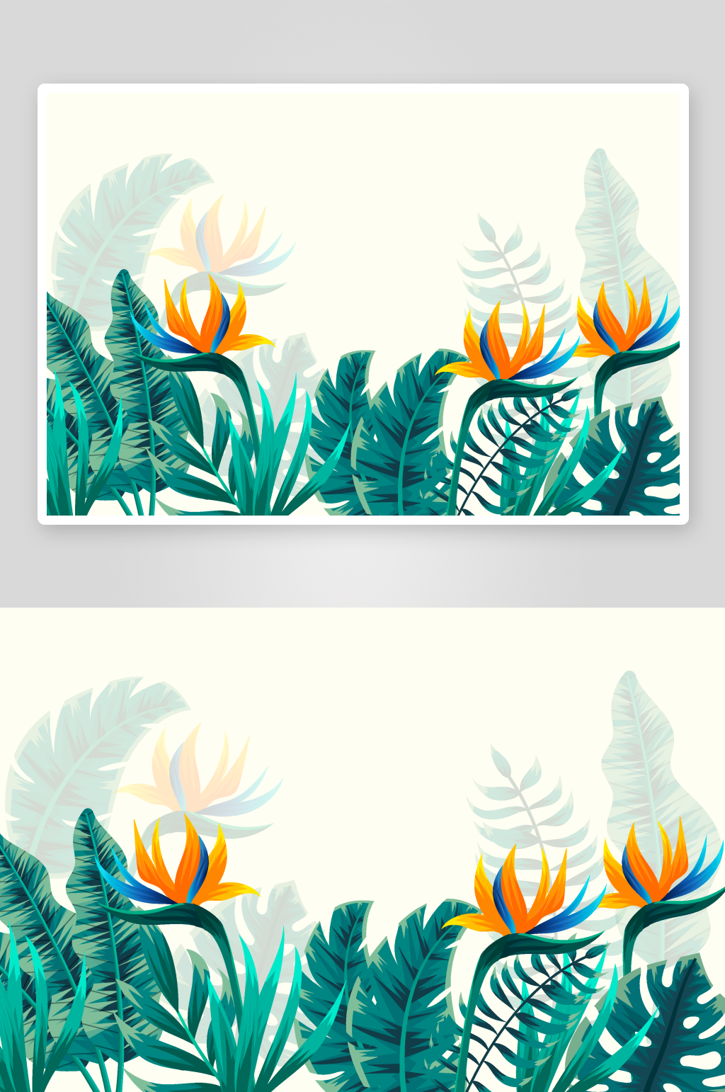 手绘水彩水粉热带树叶矢量插画素材