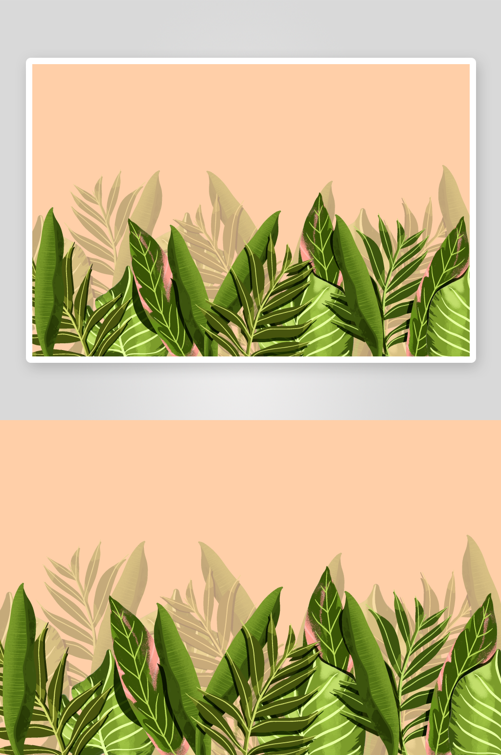 手绘水彩水粉热带树叶矢量插画素材