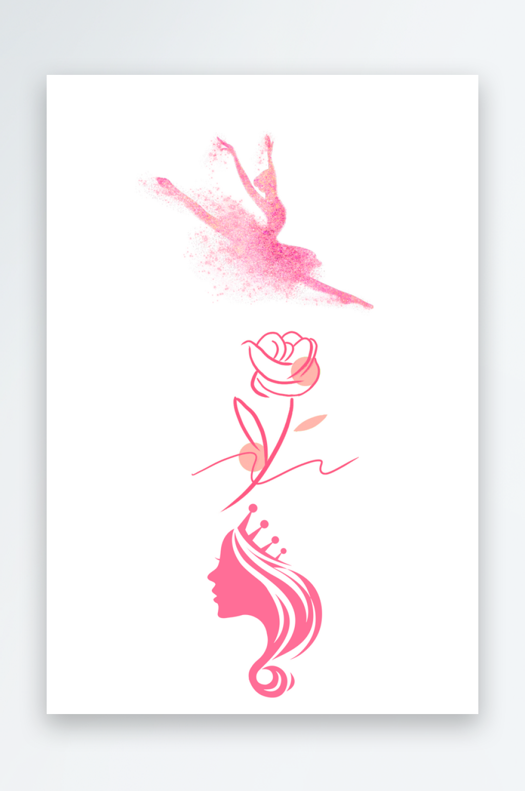 三八妇女节女神节素材女生玫瑰花png素材