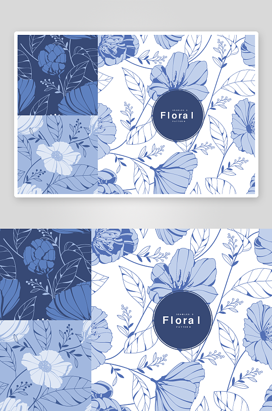 矢量无缝花纹花卉背景素材