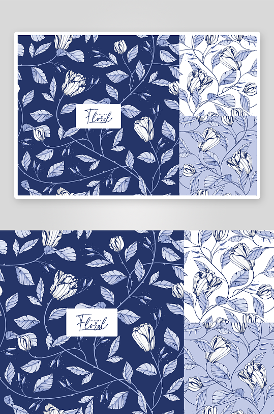 矢量无缝花纹花卉底纹背景