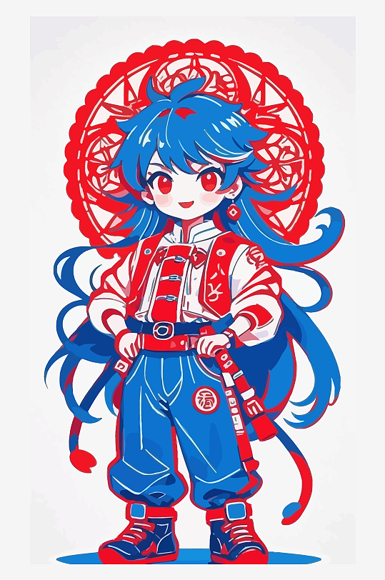 人物剪纸矢量插画图形-众图网