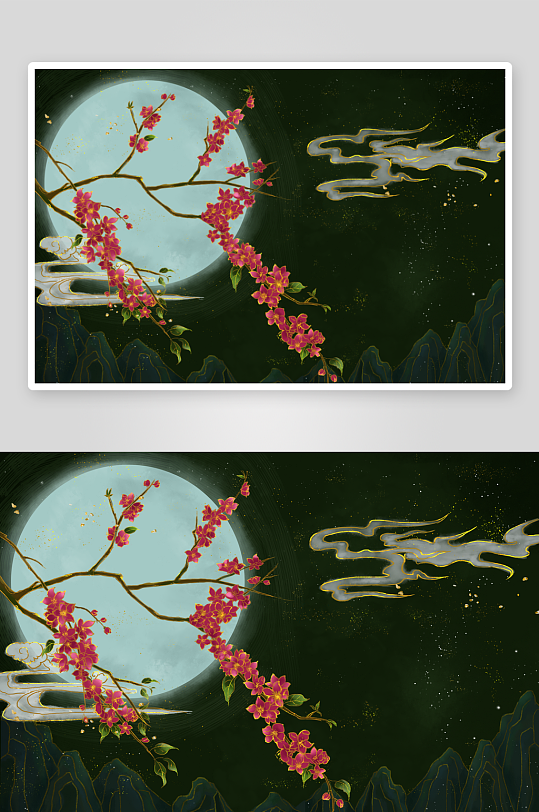现代中式装饰画画芯PSD模版-众图网