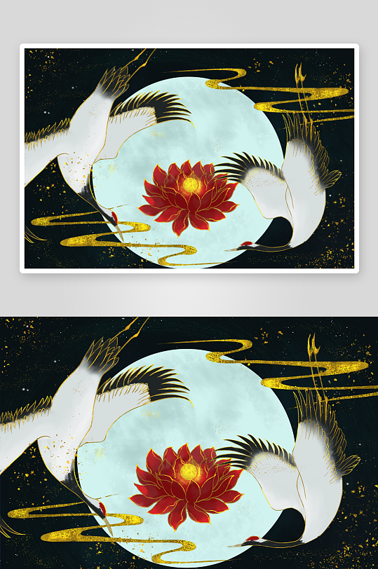 现代中式装饰画画芯PSD模版-众图网