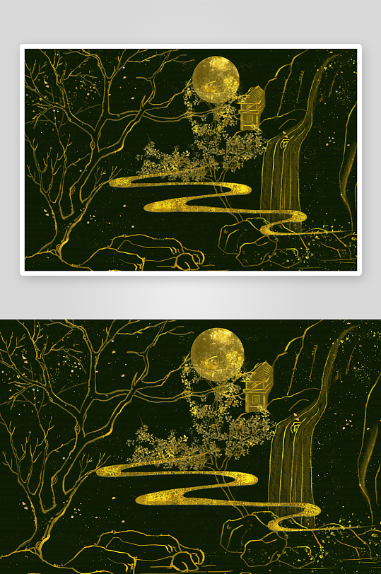 现代中式装饰画画芯PSD模版-众图网